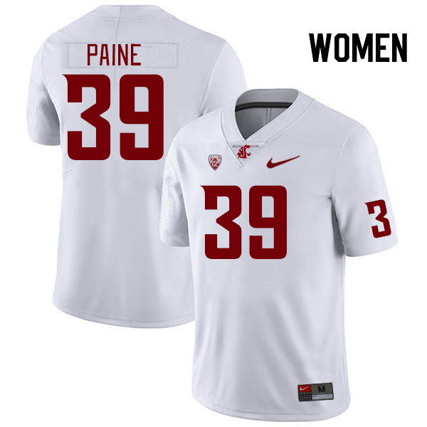 Women #39 Ashton Paine Washington State Cougars College Football Jerseys Stitched Sale-White